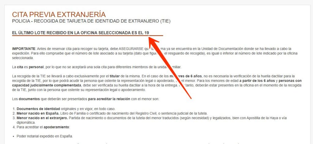 Перевіряємо, чи готова ваша пластикова картка TIE? Як її забрати? 2 Ось як виглядає інформація про номер лоту у обраному відділенні